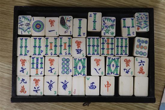 A Chinese lacquer mahjong set